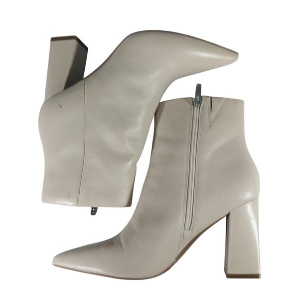 NWOT! MARC FISHER! CREAM BEIGE GENUINE LEATHER POINTY TIE ZIPPER BOOTS! SZ 10M - Picture 6 of 11